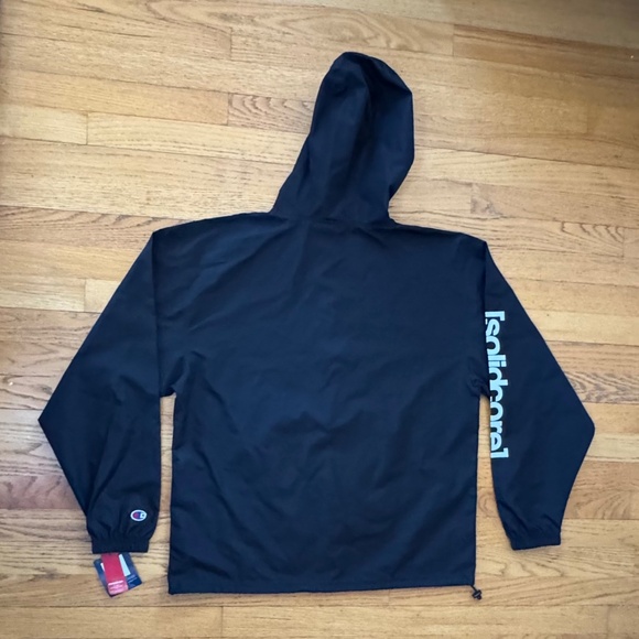 SOLIDCORE x CHAMPION BNWT Half-Zip Rain Poncho w/Hood in Black White Size S - Picture 7 of 9